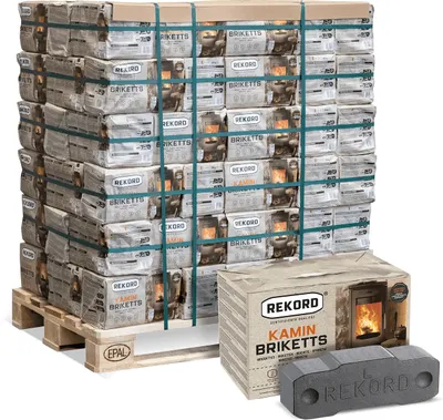Produktbild von Rekord Braunkohlebriketts 10kg x 90 Paket 900kg Palette