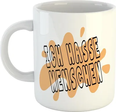 Produktbild von Huuraa Kaffeetasse Ich hasse Menschen Geschenk Tasse Weiß 330ml Ich hasse Menschen Präsent