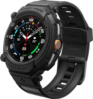 Zdjęcie produktu dla Spigen Rugged Armor Pro, Etui + Pasek, Smartwatch, Czarny, Samsung, Watch 8 Classic (46mm), Termoplastyczny poliuretan (TPU)