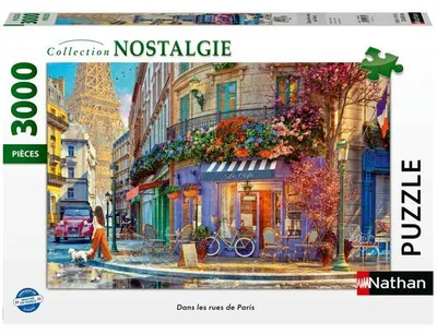 Produktbild von Puzzle, 3000 Teile, Dans les rues de Paris, Nostalgie Kollektion, Hochwertige Qualität, Perfekte Passform