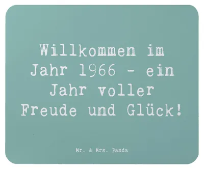 Produktbild von Mr. & Mrs. Panda Mousepad Spruch 1966 Geburtstag - Meeresbrise - Geschenk, Mouse Pad, Jubiläum, mousematte, pc, Happy Birthday, Geburtsjahr, handgefertigte Geschenke
