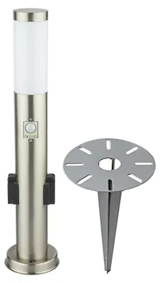 Produktbild von LED Stehleuchte, 2 Steckdosen, Bewegungsmelder, Edelstahl