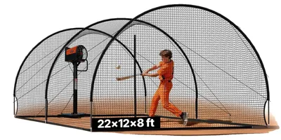 Produktbild von VEVOR Baseball-Schlagkäfig, Softball- und Baseball-Schlagkäfignetz und -rahmen, tragbares Übungskäfignetz mit Tragetasche, robuster geschlossener Wurfkäfig für das Schlagtraining im Garten, 40FT, 6.7 m
