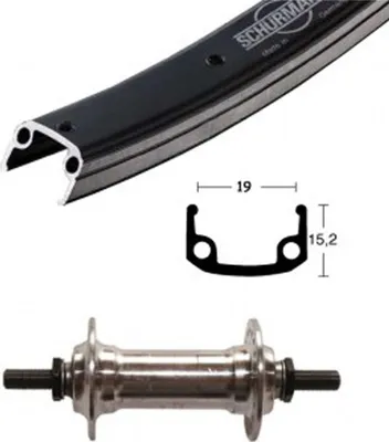 Image de Roue en V 28x1,75 Alunabe argentée rigide 36L Alu-Sport noir/argenté Niro-Spei.