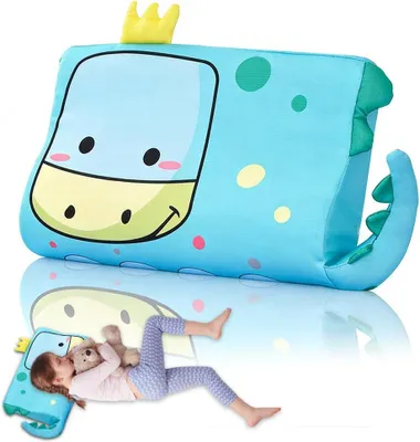Imagen del producto de Cojín ergonómico para niños, 45 x 27 x 6 cm, transpirable, con diseño de dinosaurios, ideal para niños