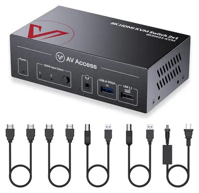 Obrázok produktu pre 8K KVM prepínač pre 2 počítače a 1 monitor s HDMI 2.1