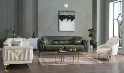 Produktbild von Design Modernes Wohnzimmer Set Sofagarnitur 3+3+1 Wohnzimmer Möbelset