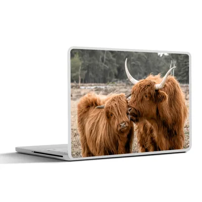 Produktbild von MuchoWow® Laptop Aufkleber Sticker Cover Schottischer Highlander - Tiere - Wald 40x30 cm - Laptop Dekoration - Selbstklebend