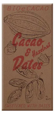 Produktbild von Cacao & Dates - Hazelnut 65% Dunkle Schokolade 90g