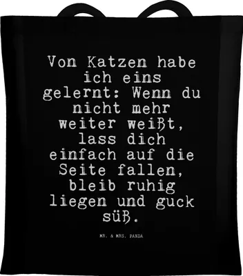 Produktbild von Mr. & Mrs. Panda Tote Bag Von Katzen habe ich... - Schwarz - Geschenk, Tasche, Haustier, Katze, Schultasche, frustiert, totebag, Sprüche, Einkaufstasche, miez, Shopping