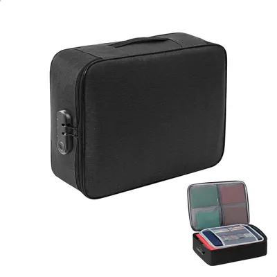 Immagine prodotto di Custodia per documenti con serratura, valigetta per documenti con scomparti, impermeabile, portatile, dimensioni 36x27x10,5 cm