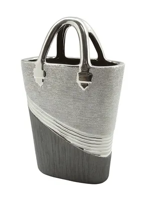 Produktbild von Gilde Vase Handtasche "Bridgetown"  silber / grau  Länge 10 cm Breite 20 cm Höhe 32,5 cm