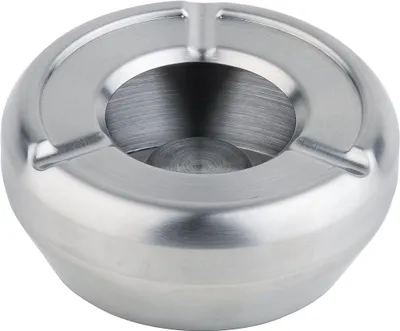 Aschenbecher Edelstahl silber mit Windschutzdeckel 9 x 12 x 16 cm