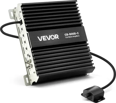 Zdjęcie produktu dla Wzmacniacz samochodowy VEVOR monoblock 800 W RMS MAX 1/2/4 Ohm, wzmacniacz audio (klasa D) ze zdalnie sterowaną regulacją poziomu subwoofera filtr dolnoprzepustowy wzmocnienie basów przesunięcie fazowe regulacja głośności