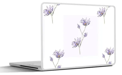 Produktbild von MuchoWow® Laptop Aufkleber Sticker Cover Blumen - Lila - Muster 32.5x23.5 cm - Sticker für Laptop - Selbstklebend
