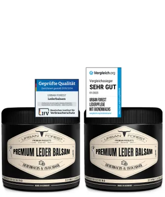 Produktbild von Leder Balsam 2er Sparset mit natürlichem Bienenwachs & Avocado-Öl 2X 500ml Lederpflege für Auto Möbel Schuhe Sattel Pferdehaltung & Reitsport