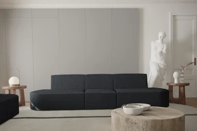 Produktbild von Sofa Designersofa 3-Sitzer MILOT in Stoff Ascot Bukla Schwarz