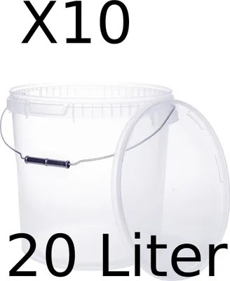 Produktbild von BenBow Eimer mit Deckel mit Metalgriff 20L Anzahl: 10 Stk., Transparent BSR-, Luftdicht, Lebensmittelecht, BRC-, auslaufsicher