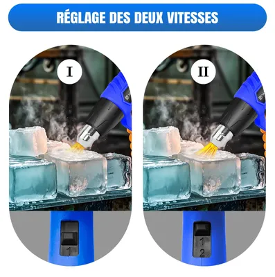 Zdjęcie produktu dla Suszarki powietrzne - 2000 W - Regulowana temperatura 300–600 °C - 3 dysze - 220 V - Niebieskie