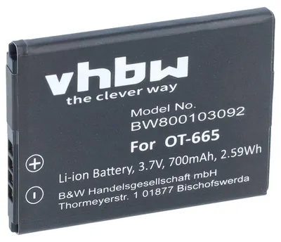 Produktbild von vhbw Akku Ersatz für Alcatel CAB22D0000C1, CAB22B0000C1 für Handy Smartphone Telefon (700 mAh, 3,7 V, Li-Ion)