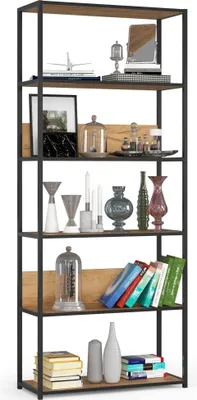 Produktbild von Akord Loft-Metallregal Schwarz/Craft-Eiche 80X32X192 Cm