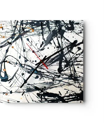 Produktbild von Wanduhr - Quadrat - Glasuhr - Abstraktion modern - 30x30cm - Schleichendes Uhrwerk - Lautlos - zum Aufhängen bereit - Dekoration Modern - Wanddekoration aus Glas - C3AC30x30-3442