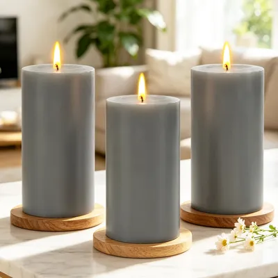 Productafbeelding van Set van 3 Decoratieve Stompkaarsen 15 cm
