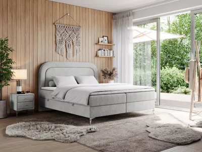 Produktbild von Doppelbett, boxspringbett mit Multipocket-Matratze, zum Schlafzimmer - EIRA - 140x200cm - Hellgrau - H3