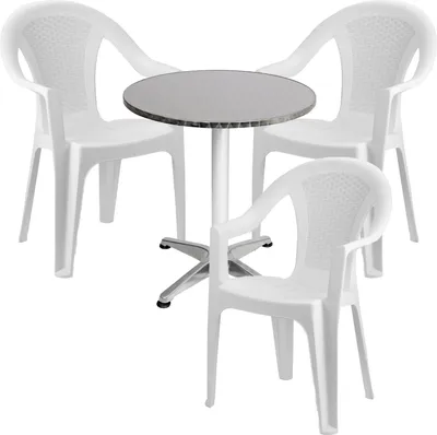 Produktbild von Bistrogarnitur 4-teilig Aluminium - Kunststoff Weiß
