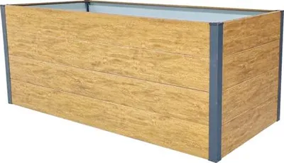 Image de Plate-bande surélevée galvanisée 180 × 70 × 76 cm, décor bois