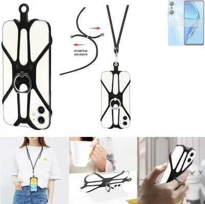 Produktbild von K-S-Trade 3in1 Handykette Handyband Handykordel Halsband Smartphone-Ring Handy-Ring kompatibel mit Infinix Hot 20 Fingerhalterung Handyring