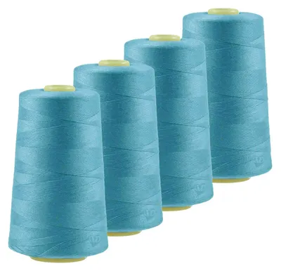 Produktbild von 4 x 4572m Qualitäts Overlock-Garn Overlock-Nähgarn Farbe 821 - 860, Farbe:A821 helles brillantblau