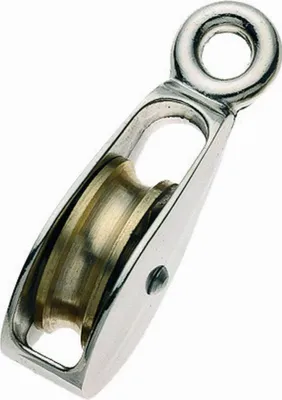 Produktbild von Blockseilrolle aus vernickeltem Stahl und Messing für Seile bis 10 mm Ø