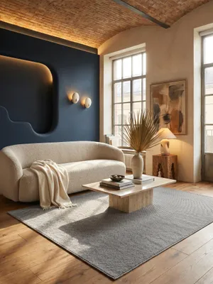 Teppich Silber rechteckig im Wohnzimmer Einrichtungsidee
