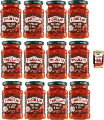 Produktbild von Star Tigullio GranPesto Pesto Peperoni e Noci, Paprikaund Walnüsse 12x 190g Sauce glutenfrei Kochsaucen + Italian Gourmet polpa 400g