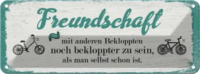 Produktbild von vianmo Blechschild 10x27 cm Freundschaft noch bekloppter sein Spruch Zitat