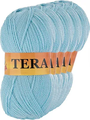 5 x 100g Strickgarn TERA Uni 213 himmelblau