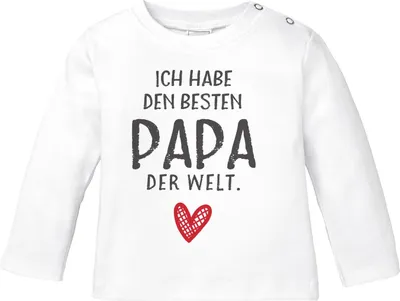 Produktbild von Baby Langarmshirt mit Spruch ich habe den besten Papa der Welt Geschenk Geburtstag Baumwolle Shirt Moonworks® weiß 56/62 (1-3 Monate)