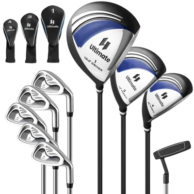 Produktbild von GOPLUS Golfschläger Set, 9 TLG. Golfschlägersätze, Golfausrüstung leicht für Damen & Herren, Golfset rechtshändig mit 460cc Fahrer, 3 Fairway, 4 Hybrid, 6/7/8/9/P Eisen, Putter