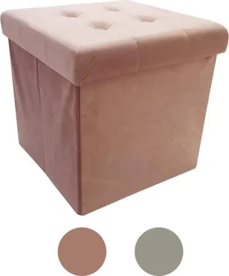 Produktbild von Sitzbank Sitzhocker Aufbewahrungsbox mit Stauraum faltbar Kunstleder Kunstsamt 38 x 38 x 38 cm (Pink)
