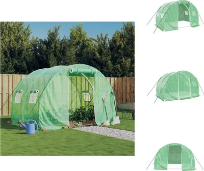 Produktbild von vidaXL Gewächshaus mit Stahlrahmen Grün 6 m² 3x2x2 m -  Gewächshäuser