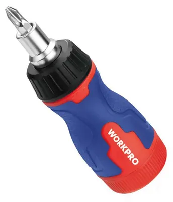 Image de Tournevis Cliquet Court 8 En 1 Workpro Compact, Polyvalent, Mécanisme à Cliquet - Workpro