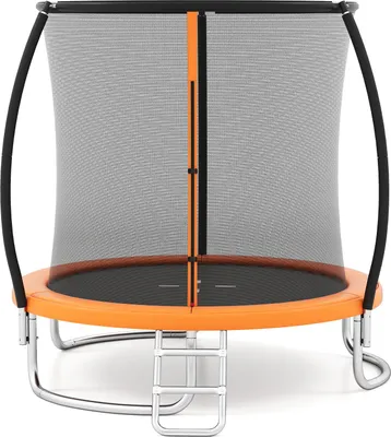 Produktbild von COSTWAY Ø244cm Trampolin Outdoor, Gartentrampolin rund mit Leiter, Sicherheitsnetz, Randabdeckung&Metallrahmen, Kindertrampolin für Kinder&Erwachsene