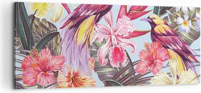 Produktbild von Bild auf Leinwand - Leinwandbild - Blume Vogel Sommer - 100x40cm - Wand Bild - Wanddeko - Leinwanddruck - Bilder - Kunstdruck - Wanddekoration - Leinwand bilder - Wandkunst - AB100x40-3485