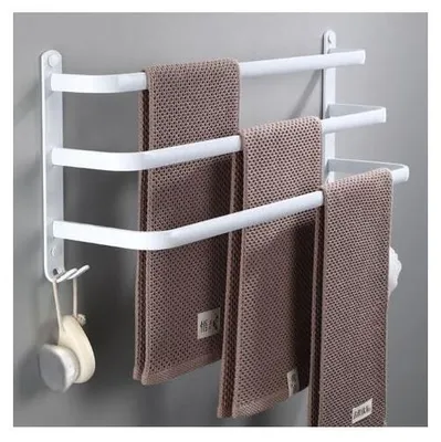 Image de Porte-serviettes mural, étagère à serviettes avec crochets, porte-serviettes en aluminium pour cuisine et salle de bain