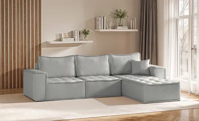 Produktbild von Ecksofa Modulsofa 3-teilig SANDE Stoff Alpine Hellgrau Ottomane Rechts
