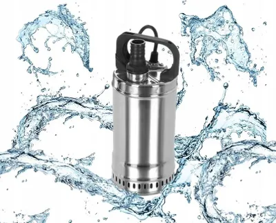 A submersible pump surrounded by splashing water.