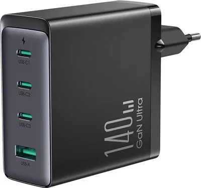 Produktbild von GaN 140W 3 x USB-C / USB-A Joyroom rychlonabíječka JR-TCG05EU - černá + USB-C - USB-C 240W 1,2m kabel