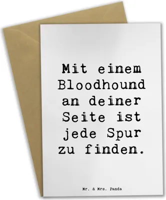Produktbild von Mr. & Mrs. Panda babykarte Spruch Bloodhound Spur - Weiß - Geschenk, dankeskarten, Grußkarten, Hunderassen Eigenschaften, Liebe und Hingabe, einladungskarten, Bewegung