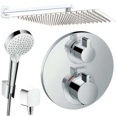 Produktbild von Hansgrohe und Jowi Unterputz Duschsystem Ecostat S Thermostat, Unterputz Duscharmatur mit 360mm Kopfbrause, OHNE iBox